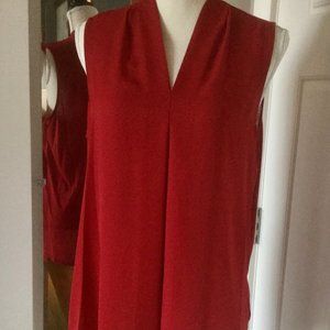 Red Silky Knit Sleeveless Top